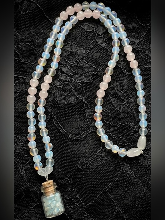ADSICK🤍 Jewelry - Pink And White Himalayan Salt Necklace (Pink Opalite, Opalite, Rose Quartz)